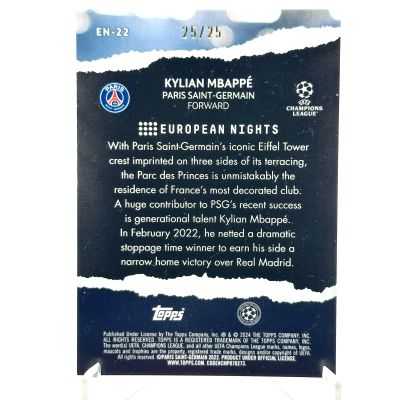 Kylian Mbappe 2023-24 Topps UEFA Club Competitions - ORANGE 25/25 #EN-22 PSG