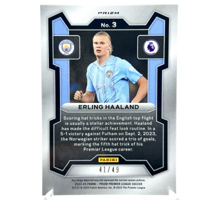 Erling Haaland 2023-24 Panini Prizm Premier League - Breakaway Prizms RED DISCO 41/49 #3 Manchester City
