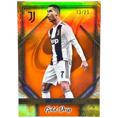 Cristiano Ronaldo 2023-24 Topps Juventus Team Set - Gold Drip ORANGE 13/25 Juventus