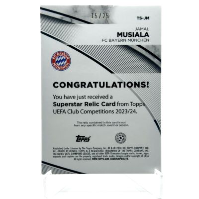Jamal Musiala 2023-24 Topps UEFA Club Competitions - ORANGE RELIC 15/25 #TS-JM Bayern Munchen