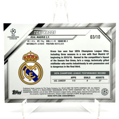 Toni Kroos 2021-22 Topps UEFA Champions League 1st Edition BLACK FOIL 03/10 #13 Real Madrid