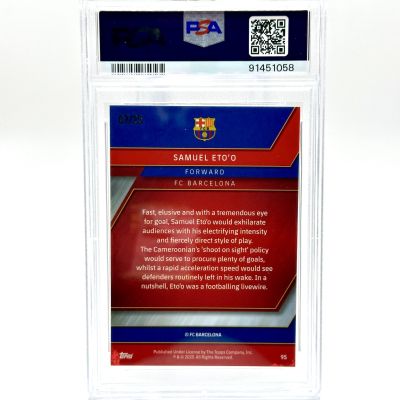 Samuel Eto'o 2022-23 Topps Chrome FC Barcelona - ORANGE X FRACTOR #95 07/25 PSA 10 FC Barcelona