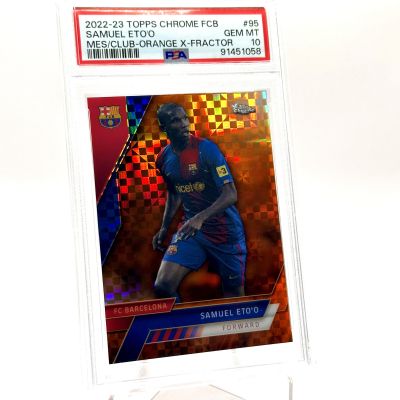 Samuel Eto'o 2022-23 Topps Chrome FC Barcelona - ORANGE X FRACTOR #95 07/25 PSA 10 FC Barcelona