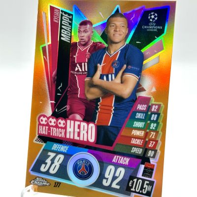Kylian Mbappe 2020-21 Topps Chrome Match Attax ORANGE Refractor 10/25 #177 PSG
