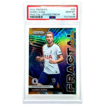 Harry Kane 2022-23 Panini Prizm Premier League soccer FRACTAL ORANGE 13/25 #20 PSA 10 Tottenham