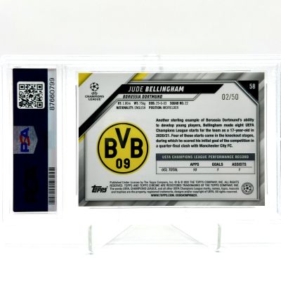 Jude Belingham 2021-22 Topps Chrome UCL - All Star Rookie GOLD 02/50 #58 PSA 9 Borussia Dortmund